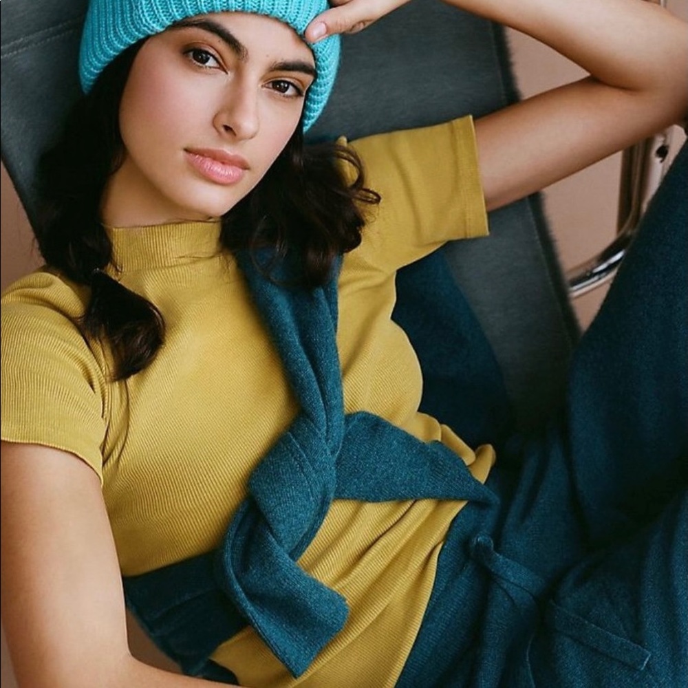 Anthropologie Mason Ribbed Mock Neck Top